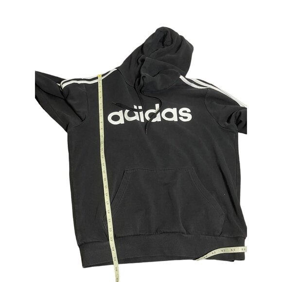 Adidas Black Hoodie with Classic Three Stipes Mens size Medium - Picture 6 of 10